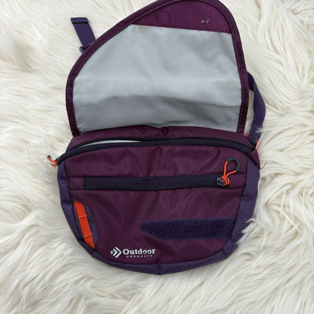 Outdoor Products Crossbody or bum bag rich purple color with grid‎ pattern